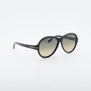 Tom Ford Camryn FT1033 01B Sunglasses Black Round Frame, Smoke Lenses